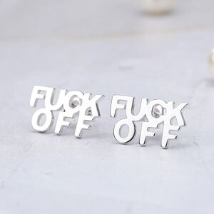 🖕🤣 Silver Stainless Steel Punk/Edgy Earrings 🖕😂